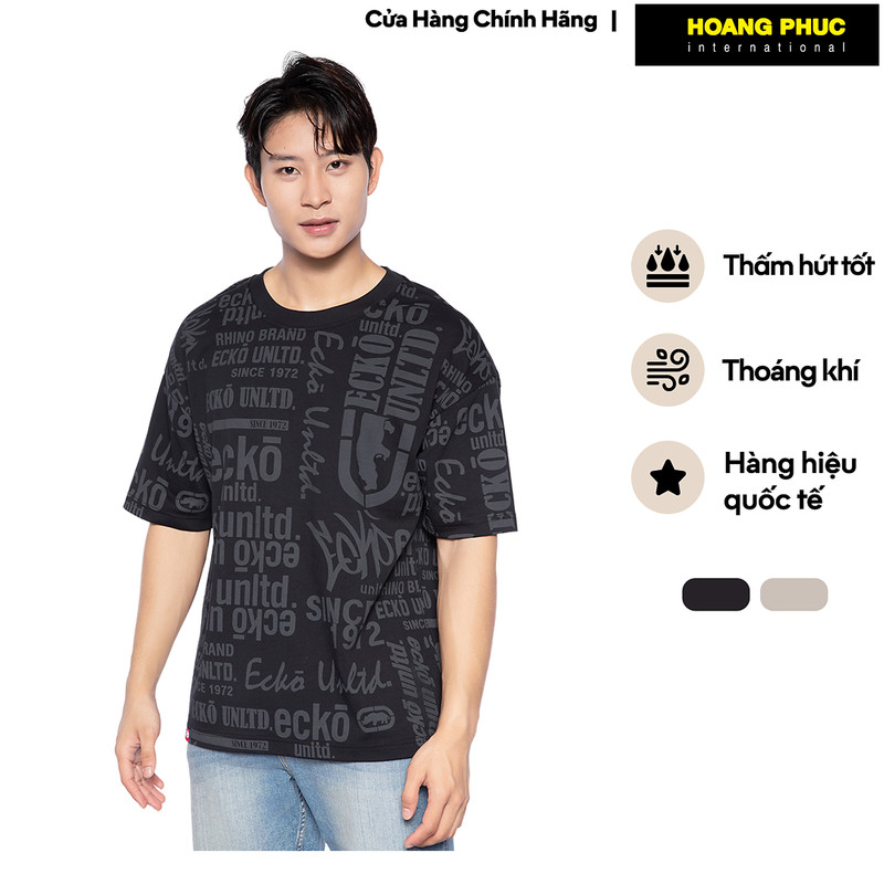 Áo Thun Tay Ngắn Nam ECKO UNLTD. Dáng Rộng 100% Cotton In Nước Mềm Mại Thoáng Khí Nhiều Màu IS24-994