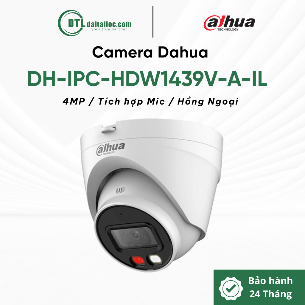 Camera DAHUA DH-IPC-HDW1439V-A-IL (4MP/IP/Hồng Ngoại/Mic/Chống Nước) | Chính Hãng | Bảo Hành 24 Thán