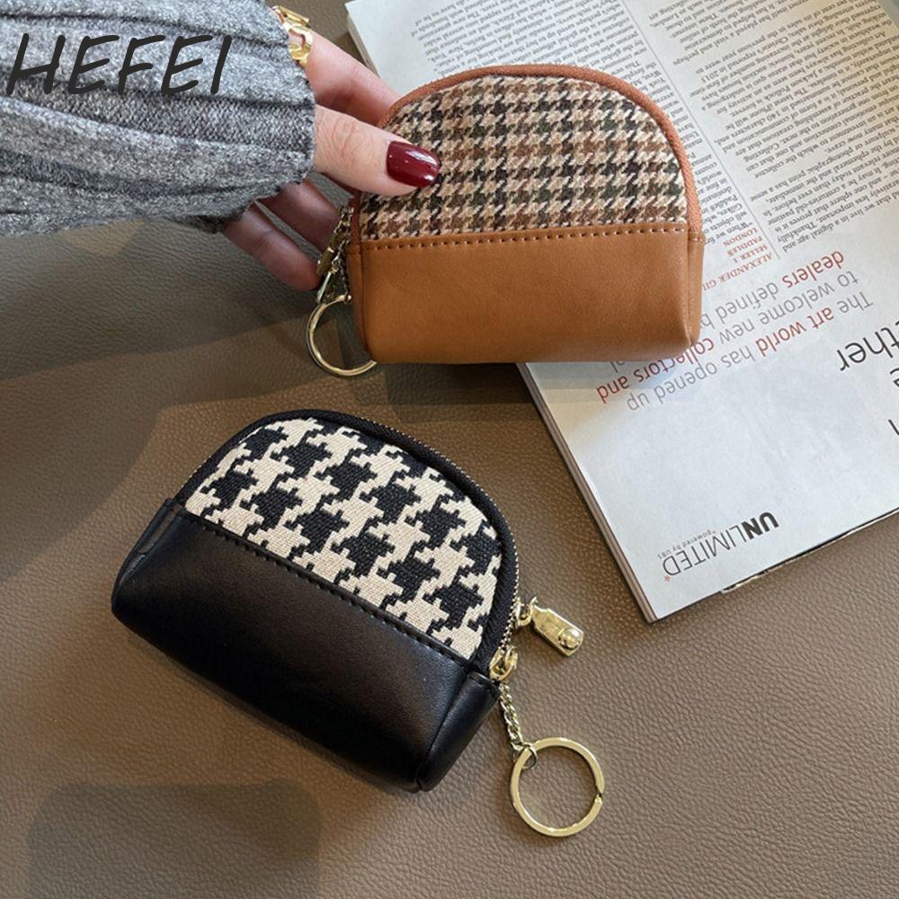 HEFEI Hộp đựng thẻ HEFEI Houndstooth Tính khí tiện dụng Thời trang Ví nhỏ hợp thời trang