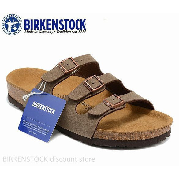 BIRKENSTOCK Florida Cổ Điển Big Pot Dầu Sáp Da Dép Nam / Nữ Ba Khóa Nút Chai 34-46