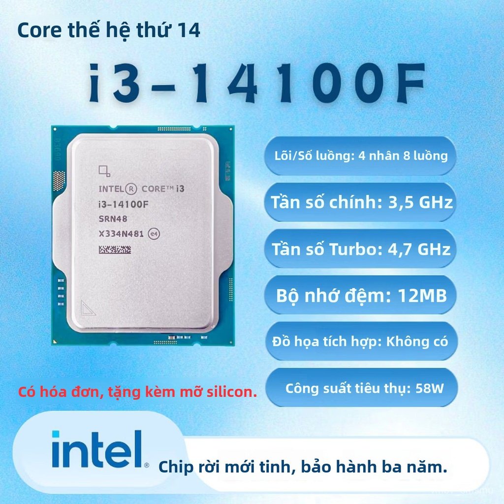 CPU Intel Core i5 i3 i9 14700F thế hệ 14 máy tính chơi game AI chính hãng mới tray giá tốt chất lượn