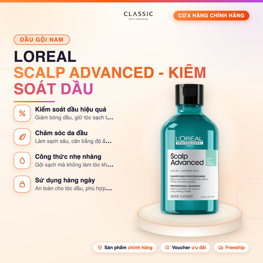 Dầu gội kiểm soát dầu Loreal Scalp Advanced