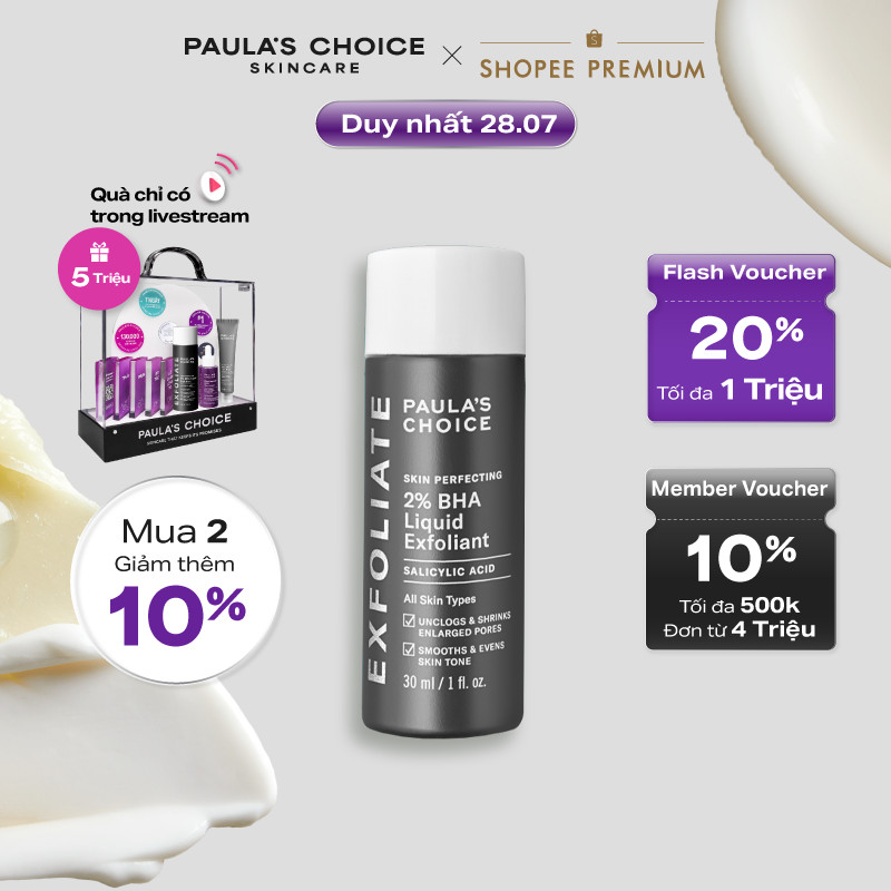 [Đặt trước] Dung dịch loại bỏ tế bào chết giảm mụn Paula's Choice Skin Perfecting 2% BHA Liquid Exfo