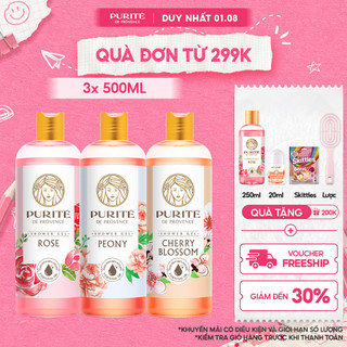 [Bao Bì 2025] Sữa Tắm Purité Hương Hoa Anh Đào 500ML & Hoa Hồng 500ML & Hoa Mẫu Đơn 500ML