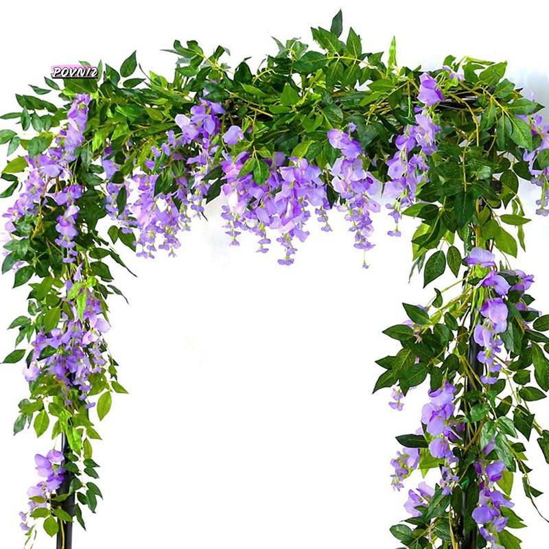 2 Cái 7Ft / Cái Cây Nho Wisteria Nhân Tạo, Hoa Vòng Hoa Wisteria Vine Mây Treo Hoa Cho Lễ Ngoài Trời