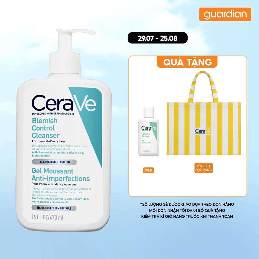 Sữa Rửa Mặt Giảm Mụn CeraVe Blemish Control Cleanser 473Ml | Guardian Việt Nam