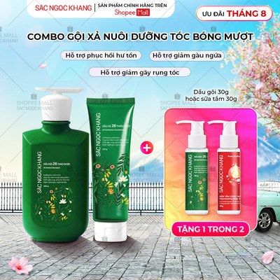 Bộ Đôi Gội Xả 26 Thảo Dược Sắc Ngọc Khang - Làm Sạch, Hỗ Trợ Phục Hồi, Chăm Sóc Tóc Mềm Mượt, Giảm Gãy Rụng