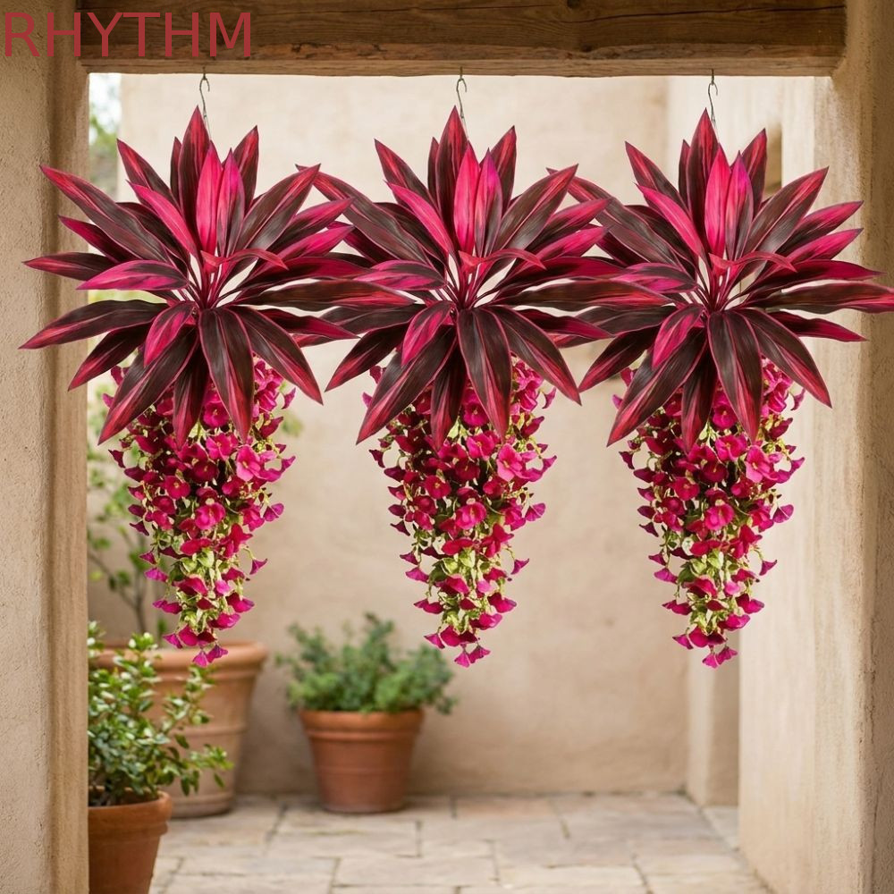 RHYTHM Giả Trailing Petunia Floral Plant, Real Touch Lush Leaves Nhân tạo Dracaena Morning Glory Tre