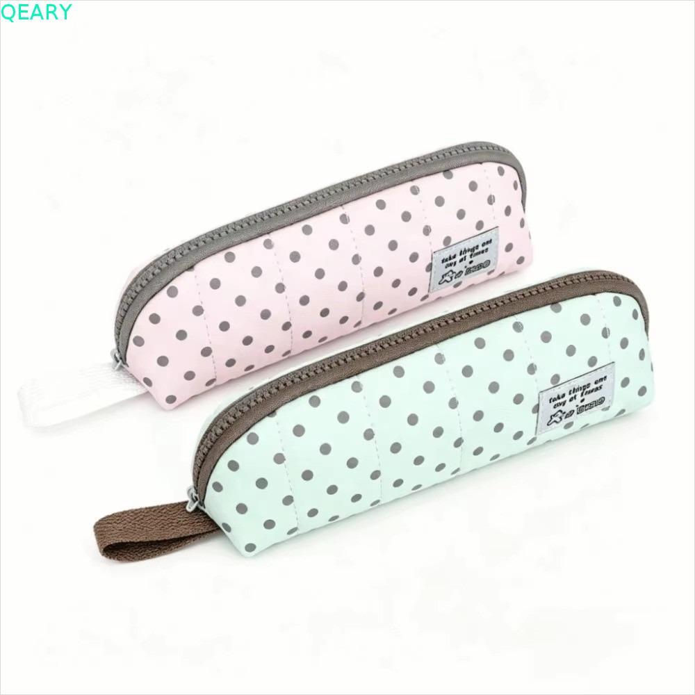 Hộp đựng bút chì chấm bi QEARY, Túi đựng bút vải Y2k, Hộp đựng máy tính để bàn thời trang Dung tích lớn Túi đựng bút chì đa chức năng Giá đỡ văn phòng phẩm