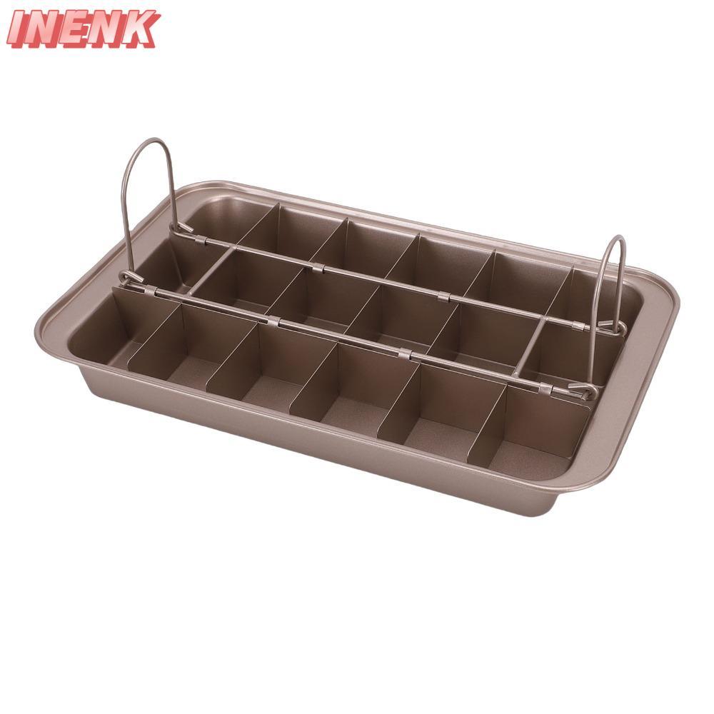 Chảo Brownie INENK có ngăn chia, Chảo nướng Brownie 18 khe chống dính, Tay cầm bền bỉ Hình vuông bằn