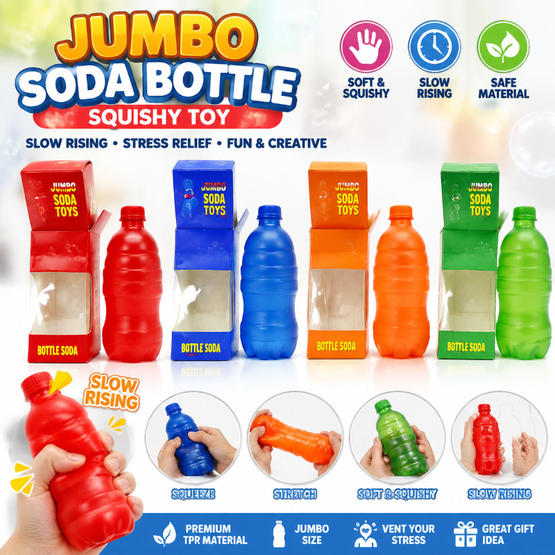 Giant Soda Bottle Squishy - Đồ chơi căng thẳng Kawaii tăng chậm để giải nén & vui nhộn