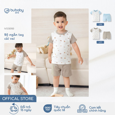 Bộ quần áo cộc tay BU Baby, bộ cộc trẻ em, bộ cộc tay thời trang, bộ cộc bé trai bé gái | IVS130100