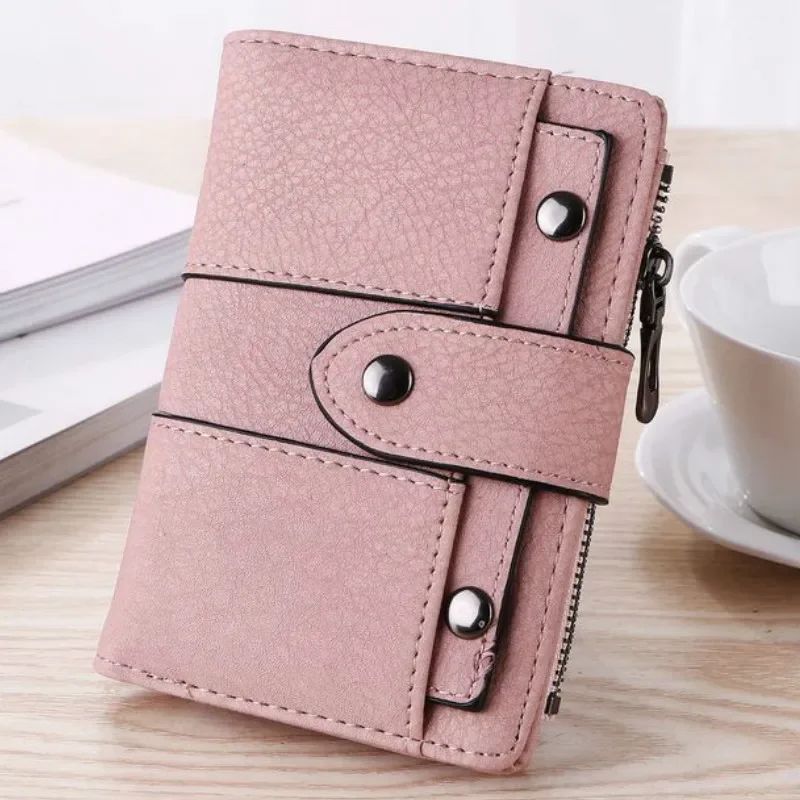 balo xinh balo da nữ Women Wallet Simple Retro Rivets Short Wallet Coin Purse Car
