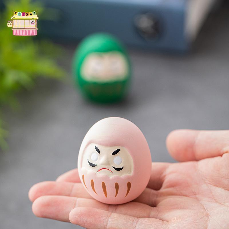 [Fstyzx] Tượng Daruma gốm Nhật Bản Daruma Tumbler Thủ công Luy Fortune Trang trí phong cảnh Búp bê D