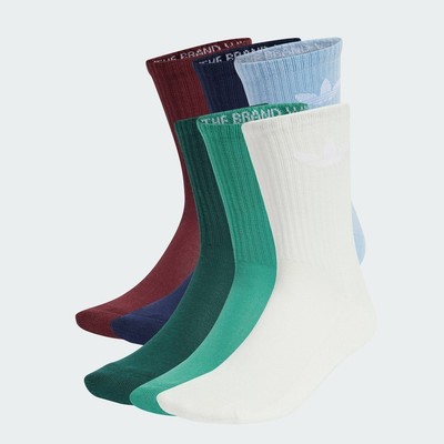 adidas Phong cách sống Bộ 6 Đôi Tất Cổ Trung Cushion Logo Ba Lá Unisex trắng JI9504