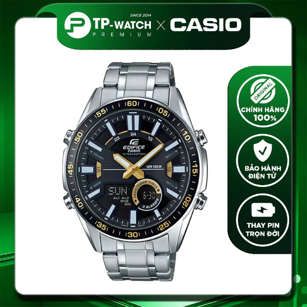 Đồng Hồ Nam Dây Thép Casio Edifice EFV-C100D-1BVDF Chống nước 100m | Edifice EFV-C100D-1B