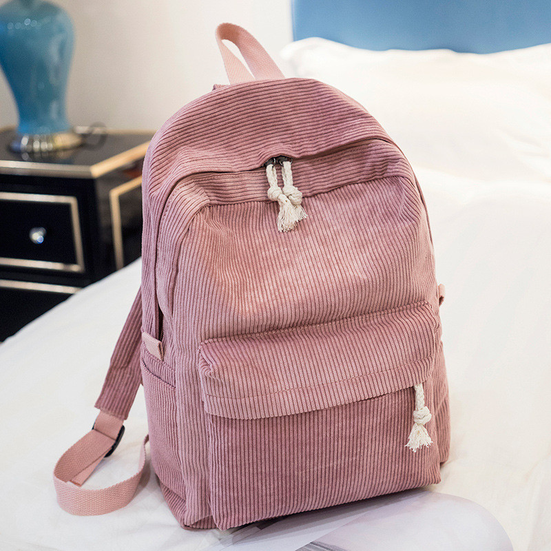 Ulzzang Academia Style Corduroy Ba lô mềm mại thông thường dành cho học sinh trung học Sử dụng ngoài