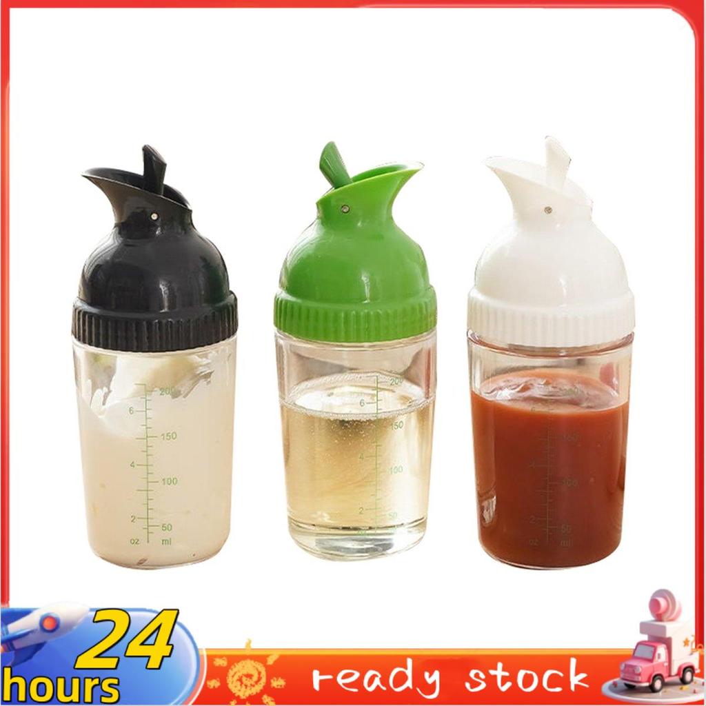 Salad Dressing Shaker Container Tự Chế Salad Dressing Chai Trộn Đo Dressing Pour Soft Grip 200ml