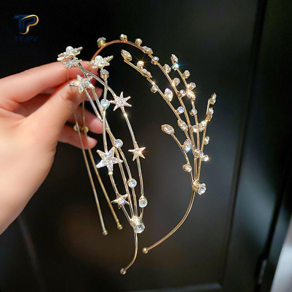 TYJPV Hair Hoop Crystal Hair Accessories Star Bridal Crown