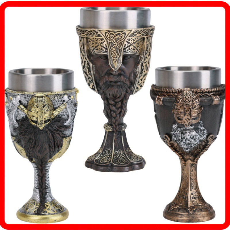 Nhân vật Viking Thủy tinh Thép không gỉ Viking Warrior Cốc cao 3D Lập thể Viking Cup