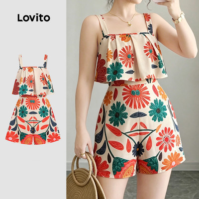 (New Arrival) Lovito Áo liền quần phong cách boho resort kiểu khóa kéo Mùa xuân/Hè cho nữ L196ED932