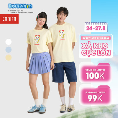 Áo phông tay lỡ unisex người lớn cổ tròn chất liệu Cotton USA thoáng mát in họa tiết CANIFA 5TS26S004