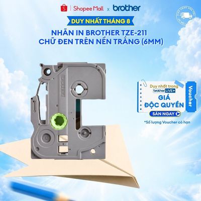 Nhãn in Brother TZe-211 chữ đen trên nền trắng (6mm)