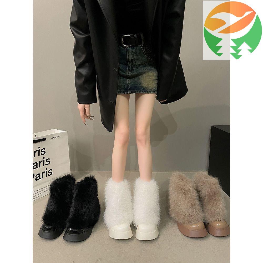 Wg1 Áo Boot Ngắn Hợp Thời Trang Nữ Mờ Mùa Đông Booties Chunky-Soled Chiến Đấu Booties