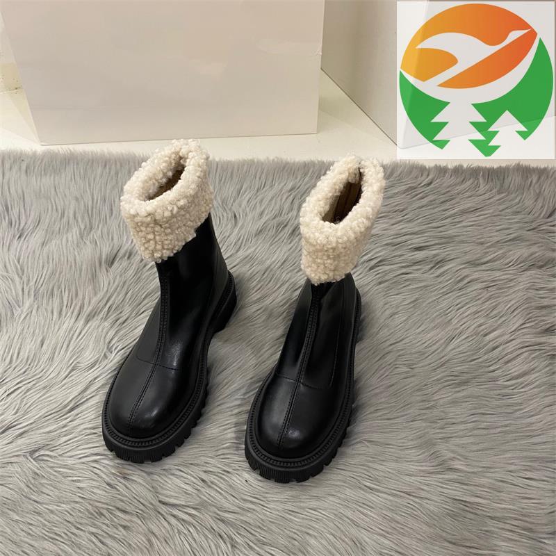 Wg1 Phong Cách Châu Á Nhìn Mở Rộng Đi Xe Booties Giày Nữ 2026 Mờ Mùa Lạnh Giày Đế Đất Booties Giày N