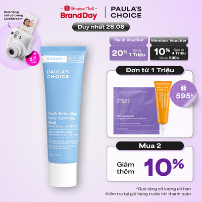 Kem chống nắng dưỡng ẩm Paula's Choice Resist Youth-Extending Daily Hydrating Fluid Broad Spectrum SPF 50 60ml 7800