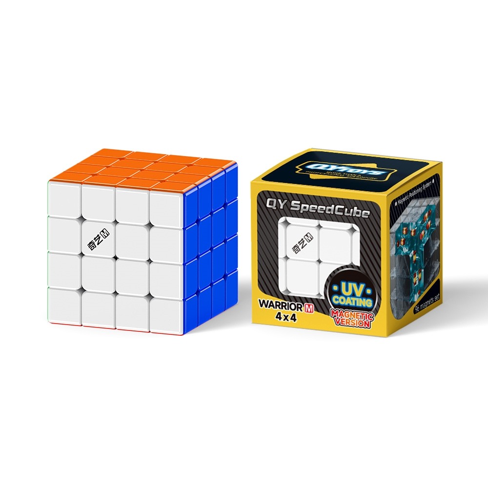 Mới QIYI Warrior M 4x4x4 UV Từ Tốc Độ Khối Lập Phương Stickerless Xếp Hình Đồ Chơi Magic Cube Giáo D
