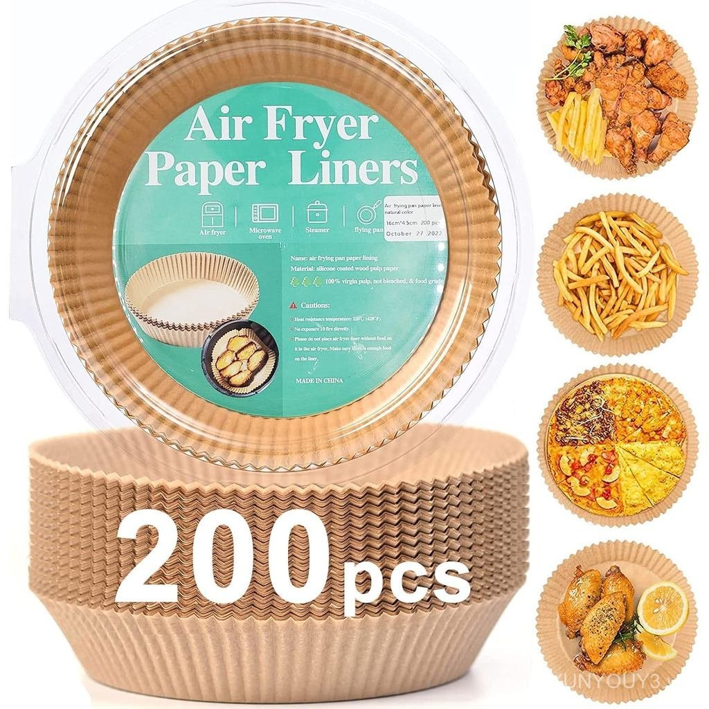 200pcs Air Fryer Disposable Paper Liner, Non-Stick Disposable Air Fryer Parchment Paper Liners, Baki