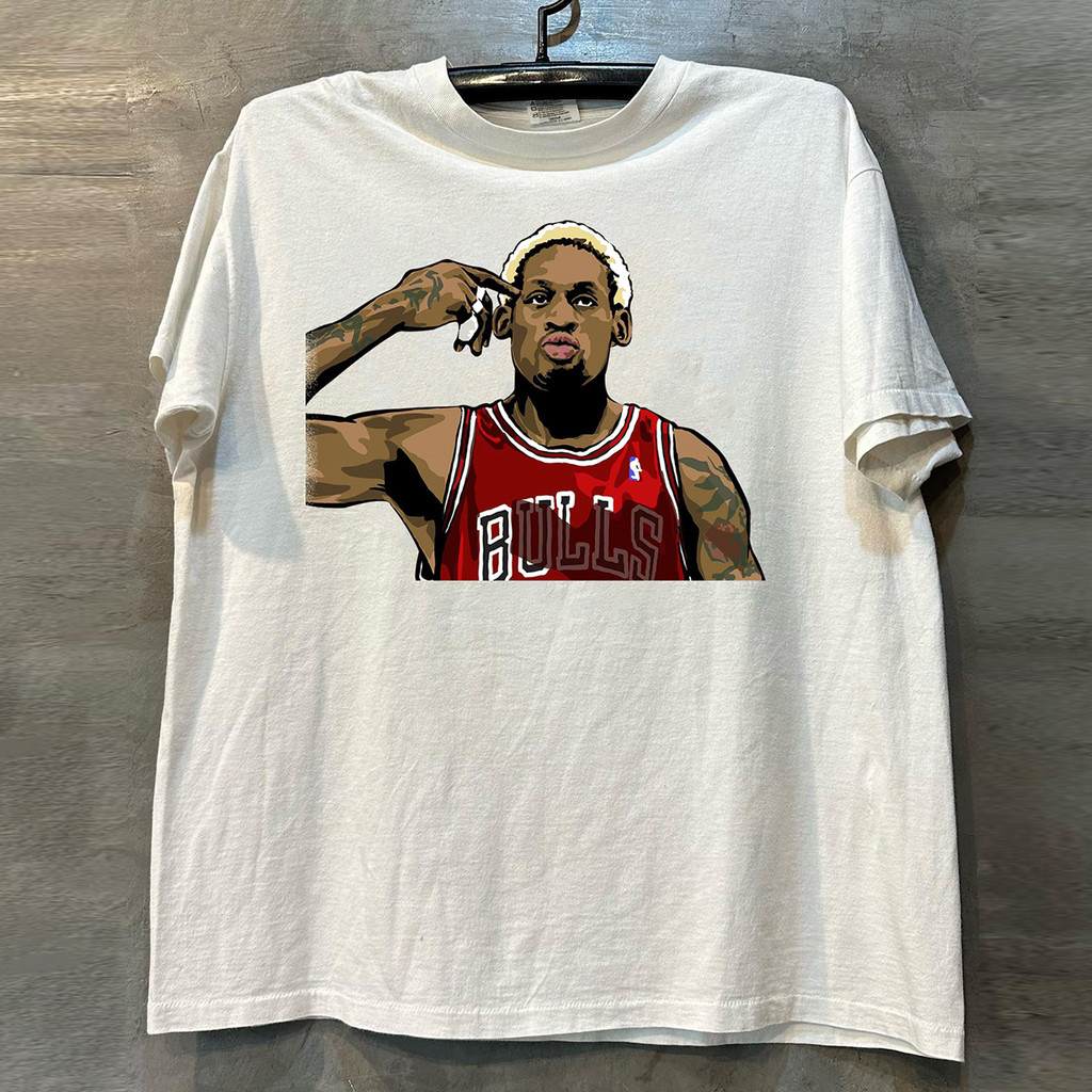 Dennis Rodman Dennis Rodman Tiêm Trực Tiếp Chân Dung Áo Thun Tay Ngắn Cổ Điển Nửa Tay Hợp Thời Trang