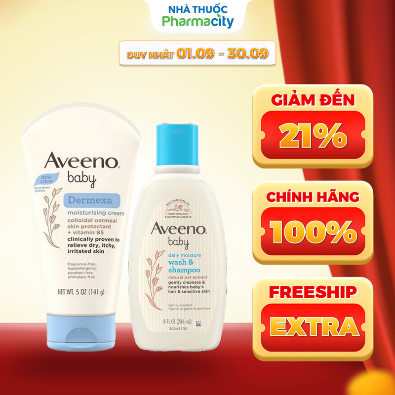 Combo Chăm sóc bé AVEENO WASH + AVEENO DERMEXA