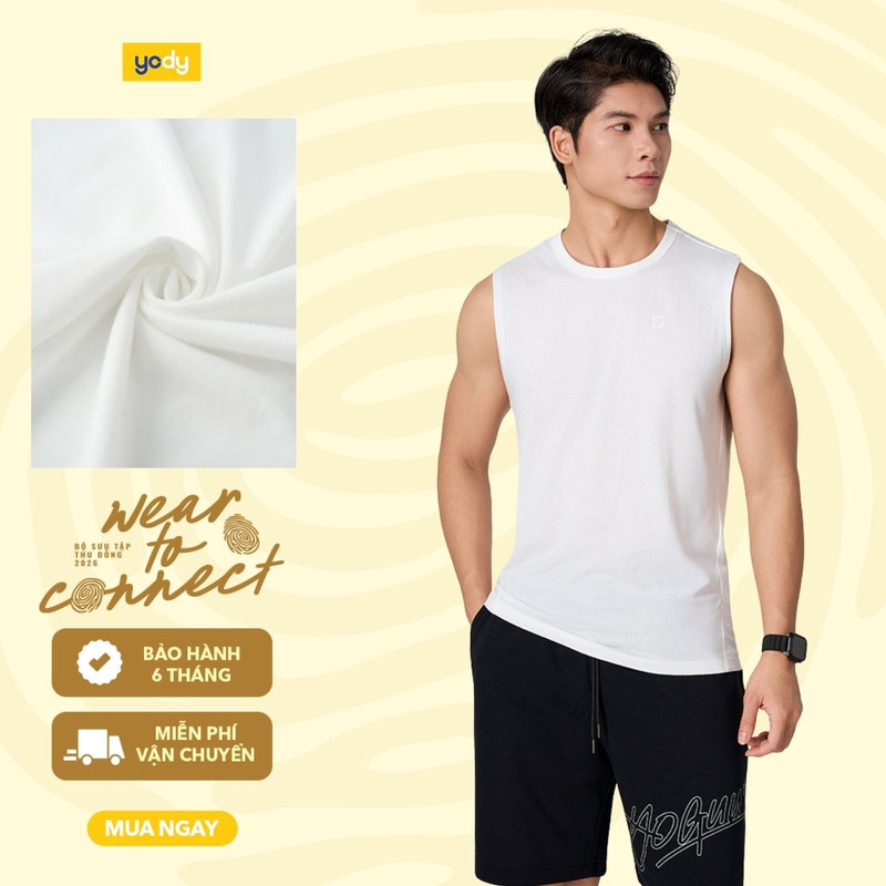 [EASY OFFICE] Áo ba lỗ nam YODY áo tanktop basic vải thoáng mát cả ngày MCTA26A001