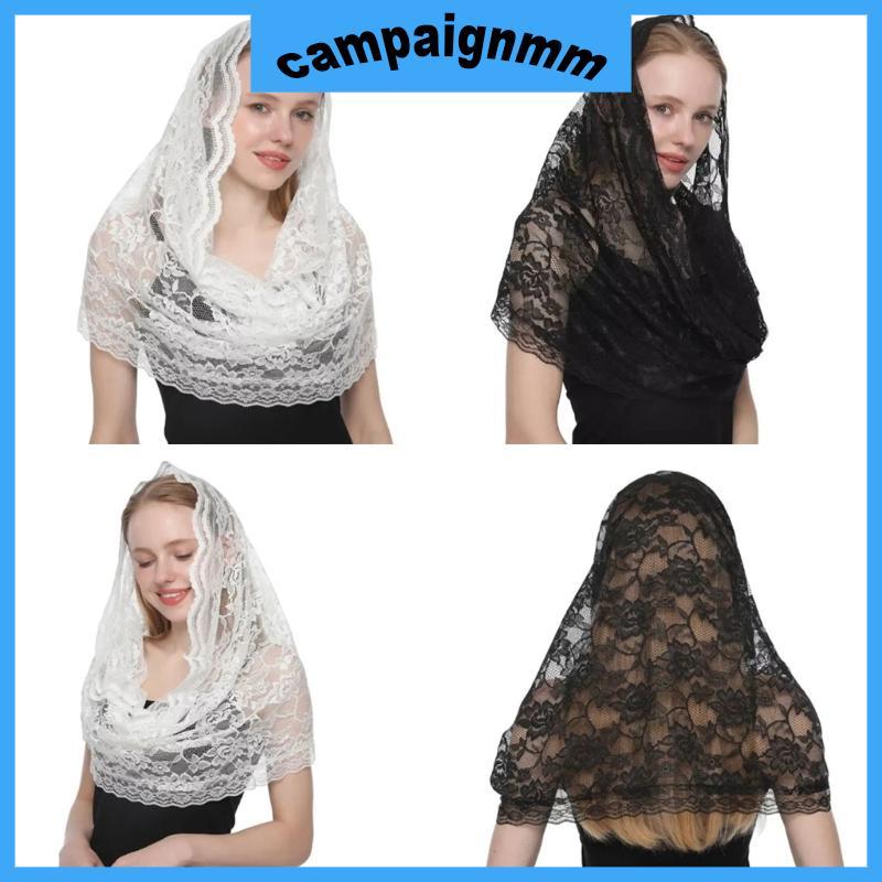 Trại Cưới Ren Hoa Veil Latin Mass Head Scarf Vintage Head Covering Bridal Veil