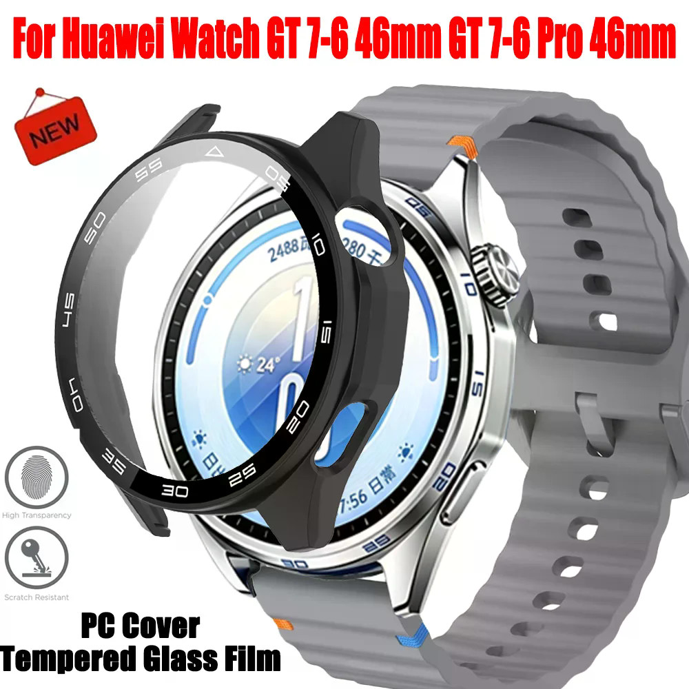 Vỏ PC + Phim Kính Cường Lực Cho Huawei Watch GT7-6 46mm GT7-6 Pro 46mm 360 Vỏ Bảo Vệ Toàn Diện Cho H