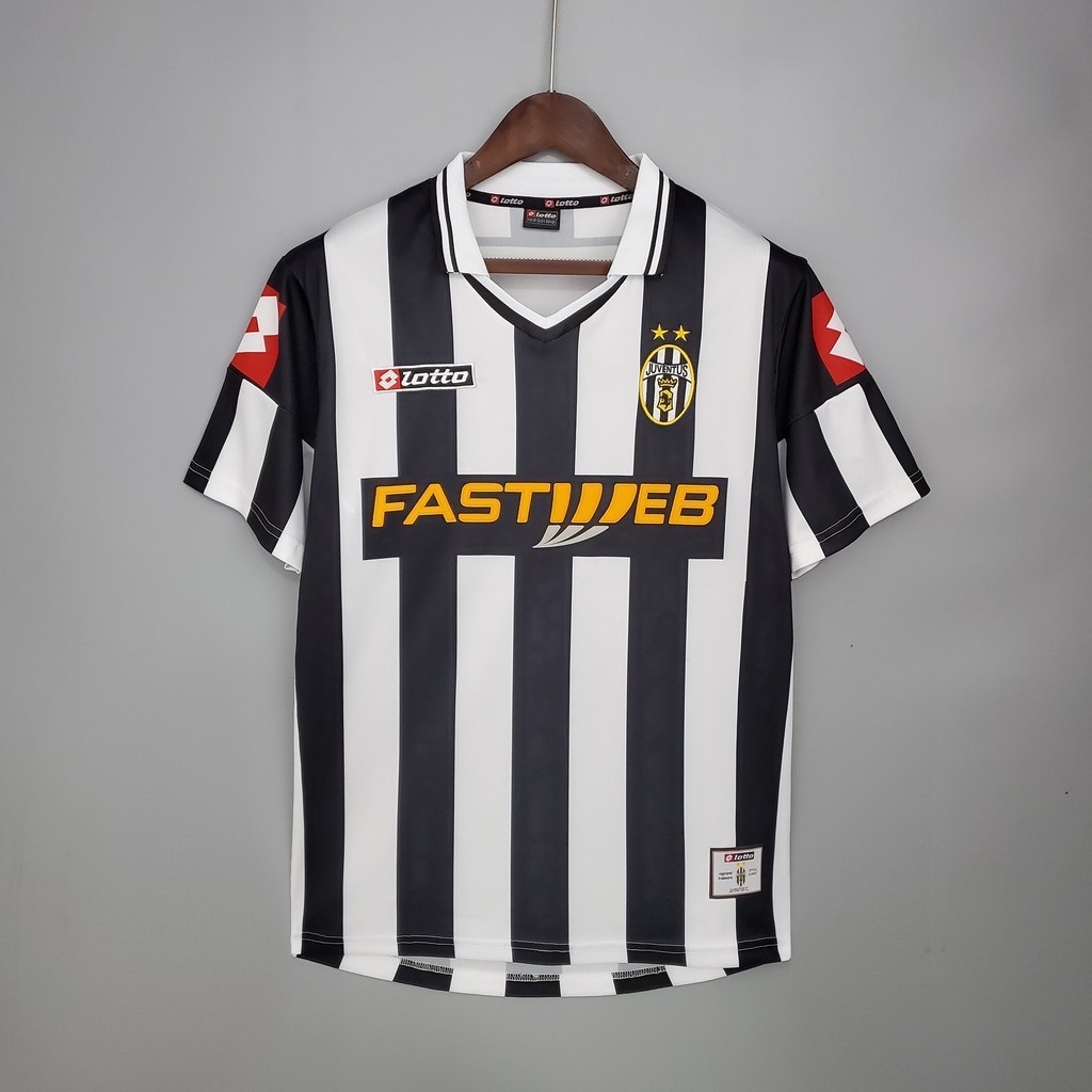 #J 01-02 Sân khách sân nhà Retro Soccer Jersey Bóng đá #NEDVED #DEL PIERO