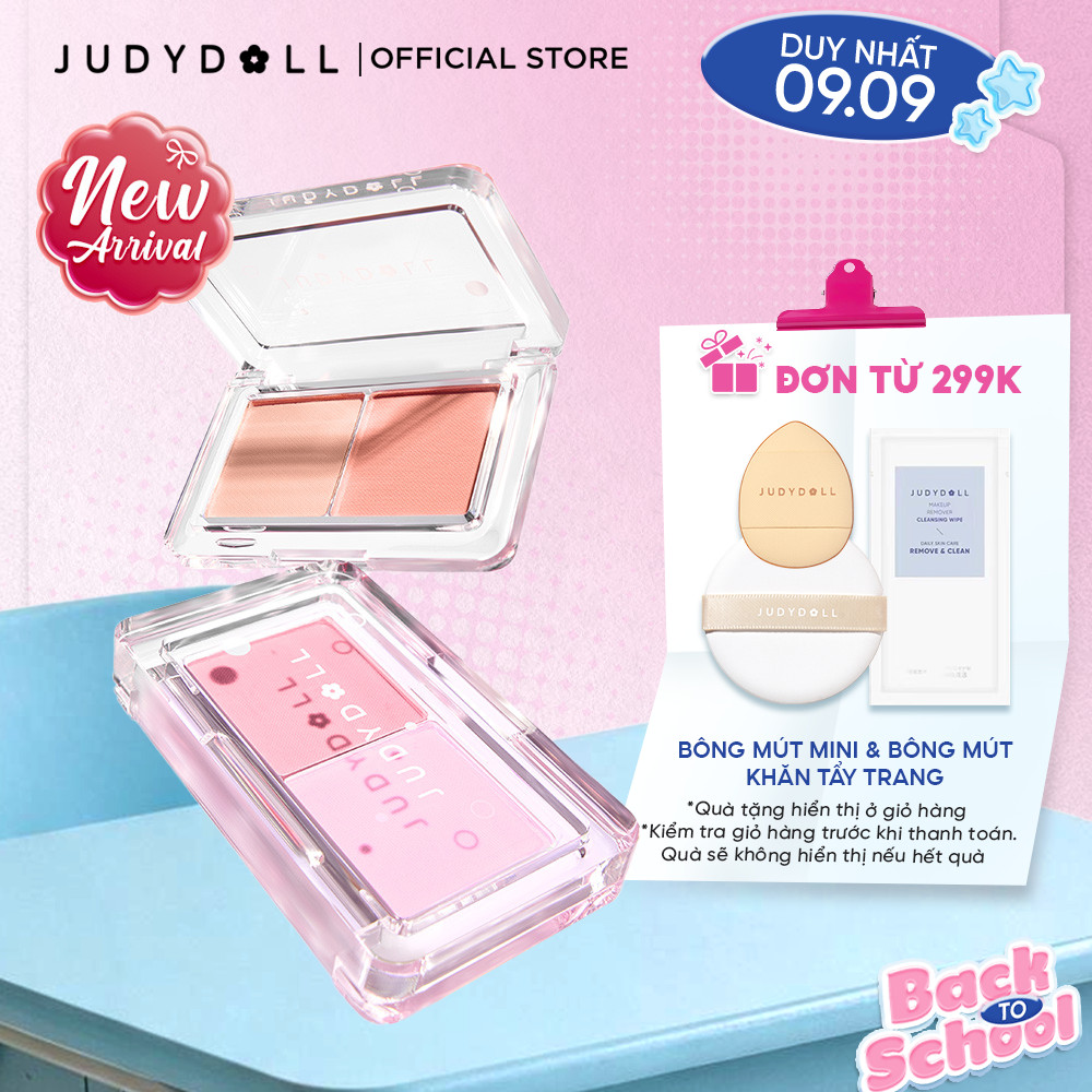 [MỚI] Phấn Má Hồng 02 Ô JUDYDOLL Dual Color Blush Mịn lì Chuẩn Màu Dễ Tán Bắt sáng lì 3,9g