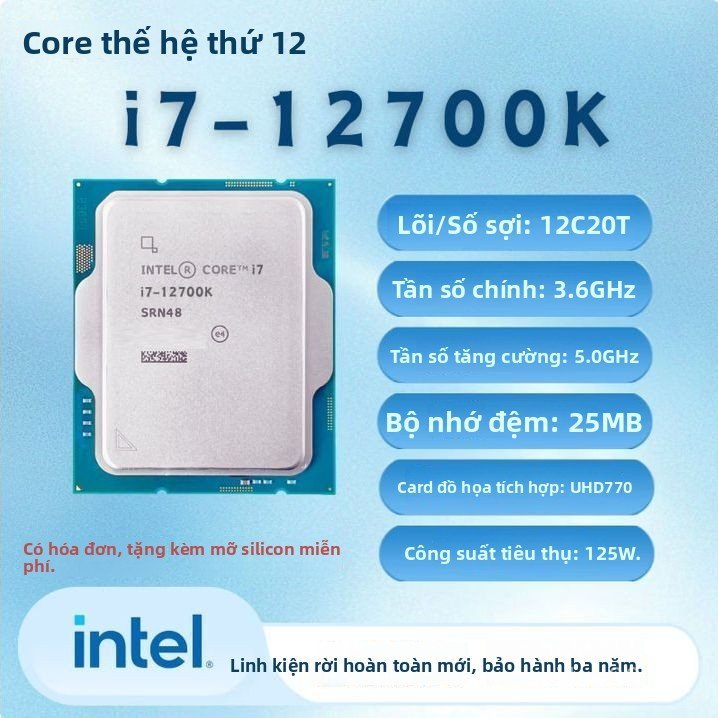 CPU Intel Core i7 12700K/13700K, i5 12600KF/12400F/14400 trần mới, đa dạng lựa chọn, giá tốt