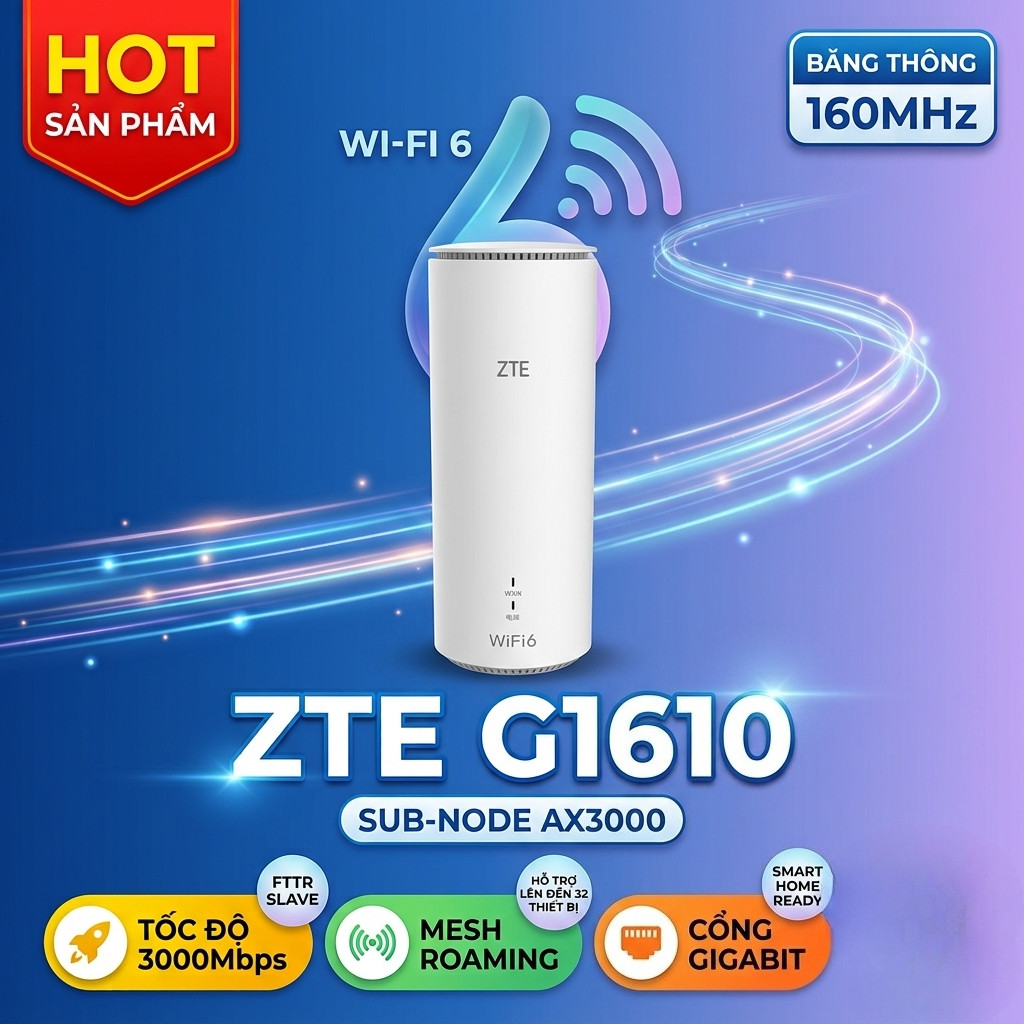 AP Mesh Router Wi-Fi 6 ZTE G1610 AX3000 Gigabit – Bộ Phát Sub-Node FTTR Mesh Siêu Tốc - Hàng Qua sử 