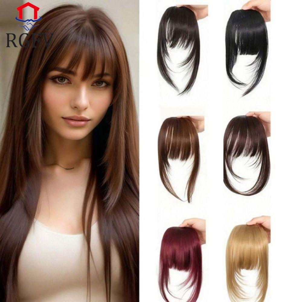 RGFV Cut Wispy Fringe với Sideburns, Fringe Giả Nhìn Tự Nhiên Tổng Hợp Tóc Kẹp-In Bangs, Fasion Tóc 