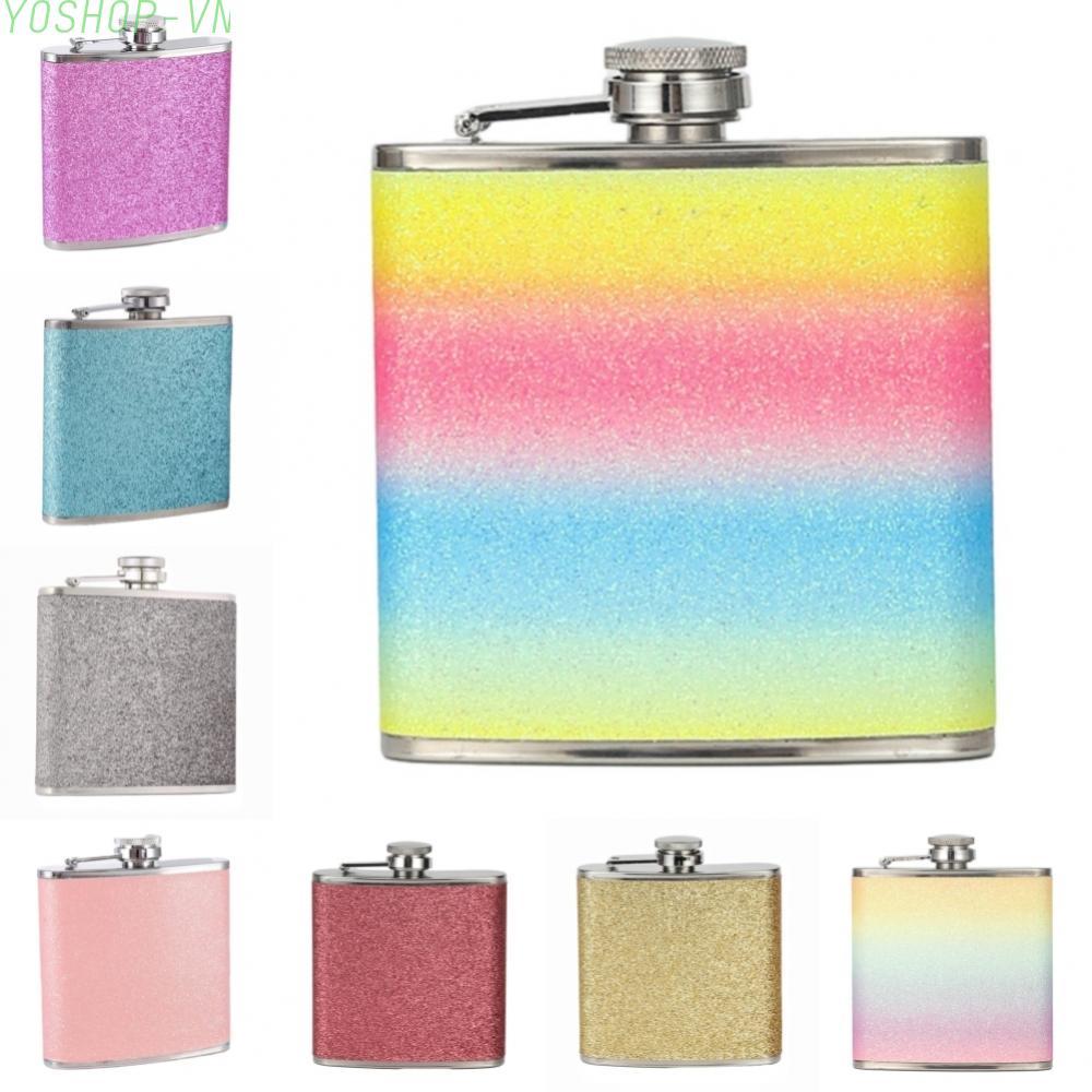[Ysp]Durable Blue Colourful Gold Part Name Hip Flask Perfect Choose Leak Proof