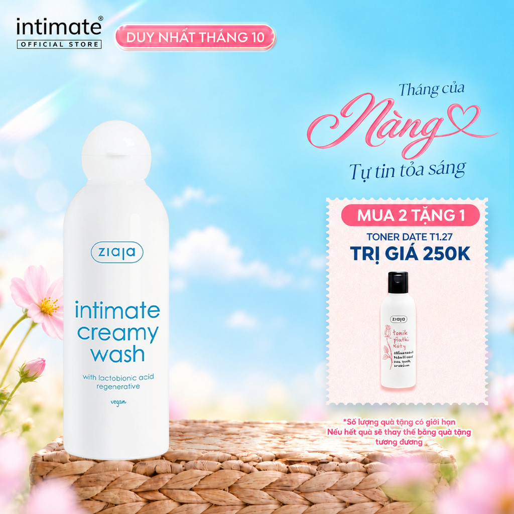 (LS) Dung Dịch Vệ Sinh Phụ Nữ ZIAJA Intimate With Lactobionic Acid Khử Mùi, Tăng Đàn Hồi Cho Da 200m