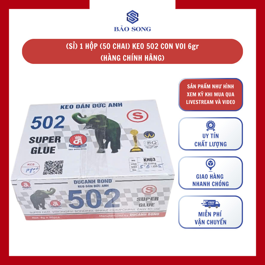 [GIÁ SỈ] 1 HỘP KEO 502 gia dụng 6gr/50, 2gr/50 chai, keo dán sắt 502 chính hãng, keo con voi khô nha