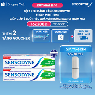 Bộ 2 Kem đánh răng SENSODYNE Fresh Mint 160g giúp giảm ê buốt hiệu quả với hương bạc hà thơm mát
