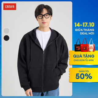 Áo khoác nỉ nam CANIFA MEN chất liệu cotton USA có mũ 8OT24W023