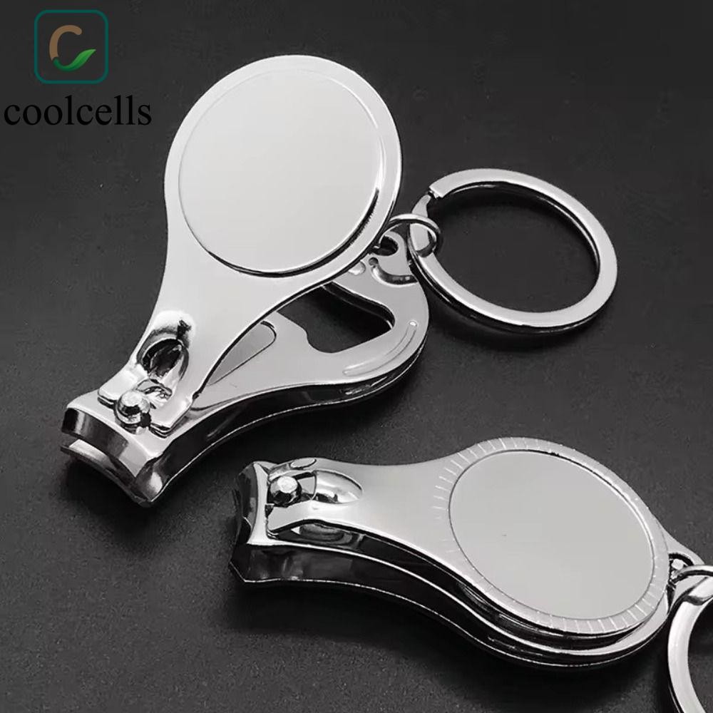 Móc khóa cắt móng tay COOLCELLS, Dụng cụ mở nắp chai 3 trong 1 hình tròn Kering, Dụng cụ làm đẹp món