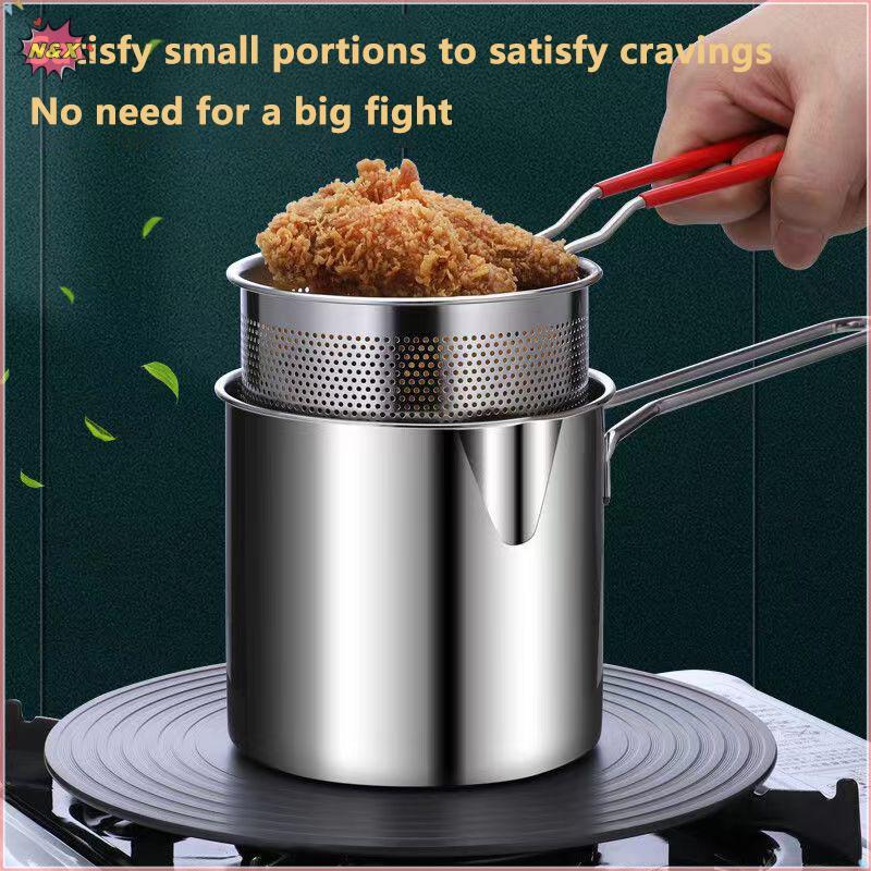 Nồi chiên sâu nhà bếp N & X Nồi chiên nhà bếp bằng thép không gỉ 304 có bộ lọc Tempura Fryer Chảo gà chiên Dụng cụ nấu ăn.