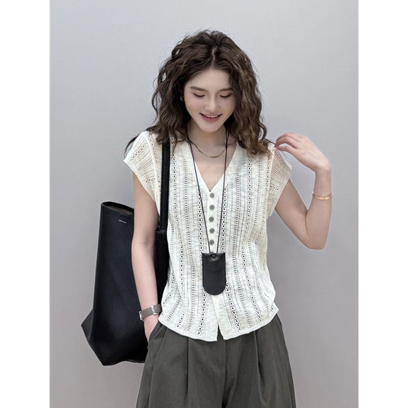 Áo len dệt kim chất lượng cao tay ngắn - Sense Niche